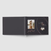 Elegante  bloemige foto zwart gastenboek (Volledig)