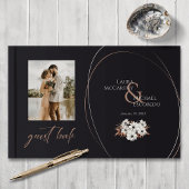 Elegante  bloemige foto zwart gastenboek