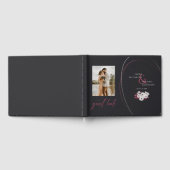 Elegante  bloemige foto zwart magenta gastenboek (Volledig)