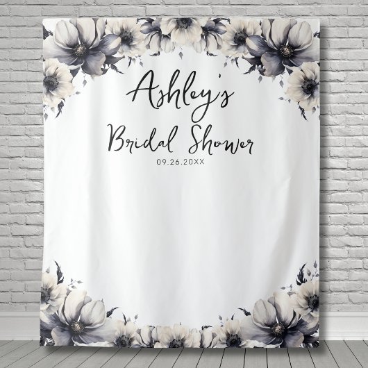 Elegante bloemige fotobackdrop voor bruidsdouche wandkleed