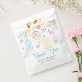 Elegante bloemige gele en roze bruidsdouche bedankzakje (Gezegeld)