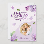 Elegante Bloemige Gelukkige Moederdag Foto Feestdagenkaart (Voorkant)