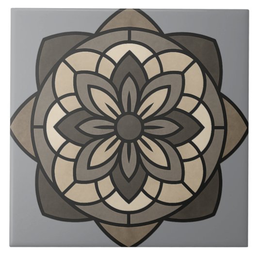 Elegante Bloemige Geometrie Tegeltje (Voorkant)