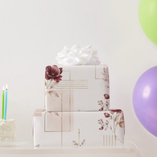 Elegante Bloemige Geometrische Cadeaupapier