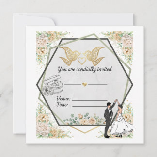 Elegante bloemige geometrische trouwuitnodiging save the date