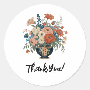 Elegante bloemige gepersonaliseerde bedankje ronde sticker