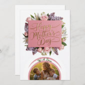 Elegante bloemige gepersonaliseerde fotomoeder vak feestdagenkaart (Voorkant / Achterkant)