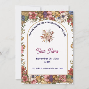 Elegante bloemige gepersonaliseerde Friendsgiving Kaart