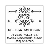 Elegante bloemige gepersonaliseerde monogram adres rubberstempel (Afrduk)