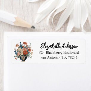 Elegante bloemige gepersonaliseerde retouradreslab etiket