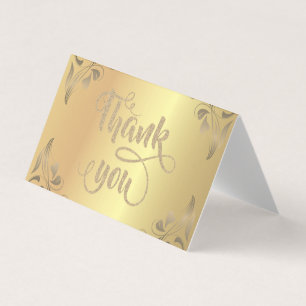 Elegante bloemige gouden glitters dankkaart visitekaartje