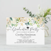 Elegante Bloemige Groene Afstudeerfeest Kaart (Staand voorkant)