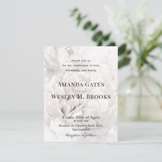 Elegante bloemige groene huwelijksreceptie kaart (Staand voorkant)