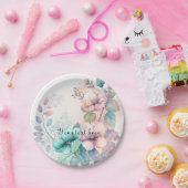 Elegante bloemige groene papieren borden bordje (Feest)