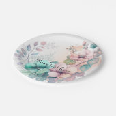 Elegante bloemige groene papieren borden bordje (Gekanteld)