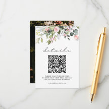 Elegante Bloemige Groene QR-code en Foto Bruiloft