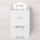 Elegante Bloemige Groene QR-code Trouwdag All In One Uitnodiging (Buitenkant)