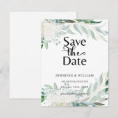 Elegante Bloemige Groene Save The Date Kaart (Voorkant / Achterkant)