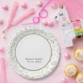 Elegante Bloemige Groene Waterverf Papieren Bordje (Feest)