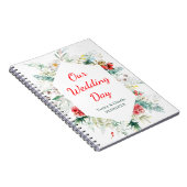 Elegante Bloemige Groene Winter Bruiloftsplanner Notitieboek (Rechterzijde)