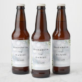 Elegante bloemige groene winterbruiloft bier etiket (Flessen)