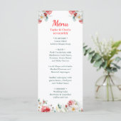 Elegante Bloemige Groene Winterbruiloft Menu (Staand voorkant)