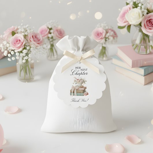 Elegante bloemige haar volgende hoofdstuk bruidsme bedankjes labels