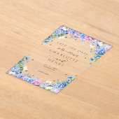 Elegante Bloemige Hortensia Moderne Save The Date Acryl Uitnodigingen (Laagn)