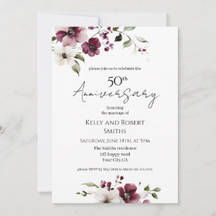 Elegante bloemige huwelijksjubileum uitnodiging
