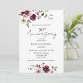 Elegante bloemige huwelijksjubileum uitnodiging (Staand voorkant)