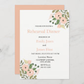 Elegante bloemige huwelijksrepetitie diner uitnodi kaart (Voorkant / Achterkant)