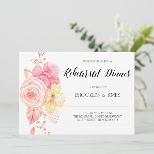 Elegante bloemige huwelijksrepetitie uitnodiging p (Staand voorkant)