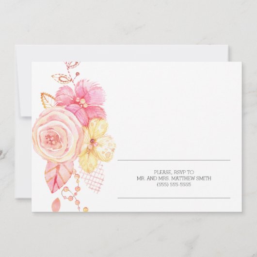 Elegante bloemige huwelijksrepetitie uitnodiging p (Achterkant)