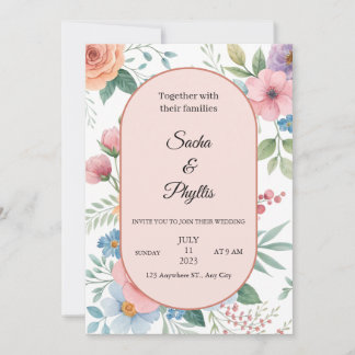 Elegante Bloemige Huwelijksuitnodiging Template Kaart