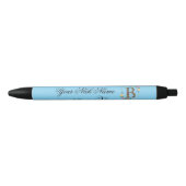 Elegante Bloemige Initiaal B Zwarte Inkt Pen (Voorkant)