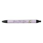 Elegante Bloemige Initiaal C Zwarte Inkt Pen (Voorkant)