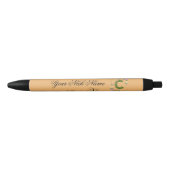 Elegante Bloemige Initiaal C Zwarte Inkt Pen (Voorkant)
