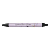 Elegante Bloemige Initiaal D Zwarte Inkt Pen (Voorkant)