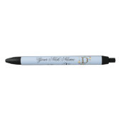 Elegante Bloemige Initiaal D Zwarte Inkt Pen (Voorkant)