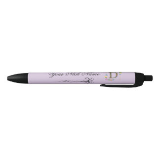 Elegante Bloemige Initiaal D Zwarte Inkt Pen