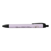 Elegante Bloemige Initiaal E Zwarte Inkt Pen (Bovenkant)