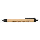 Elegante bloemige initiaal F Zwarte Inkt Pen (Bovenkant)