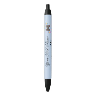 Elegante bloemige initiaal N Zwarte Inkt Pen