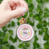 Elegante Bloemige Initiaal & Naam Monogram Sleutelhanger (Hand)