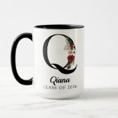 Elegante bloemige initialen op maat gemaakte mok c (Links)