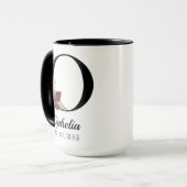 Elegante bloemige initialen op maat gemaakte mok c (Voorkant links)