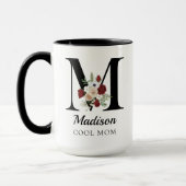 Elegante bloemige initialen op maat gemaakte mok c (Links)