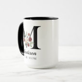 Elegante bloemige initialen op maat gemaakte mok c (Voorkant links)