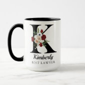Elegante bloemige initiële aangepaste mok cadeau v (Links)