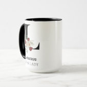 Elegante bloemige initiële op maat gemaakte mok ca (Voorkant links)